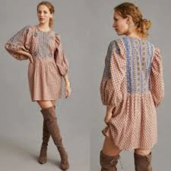 By Anthropologie Embroidered Tunic Mini Dress - Picture 6 of 16